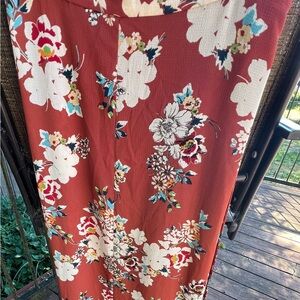 Zara Woman Rust Floral Maxi Skirt. Size L.